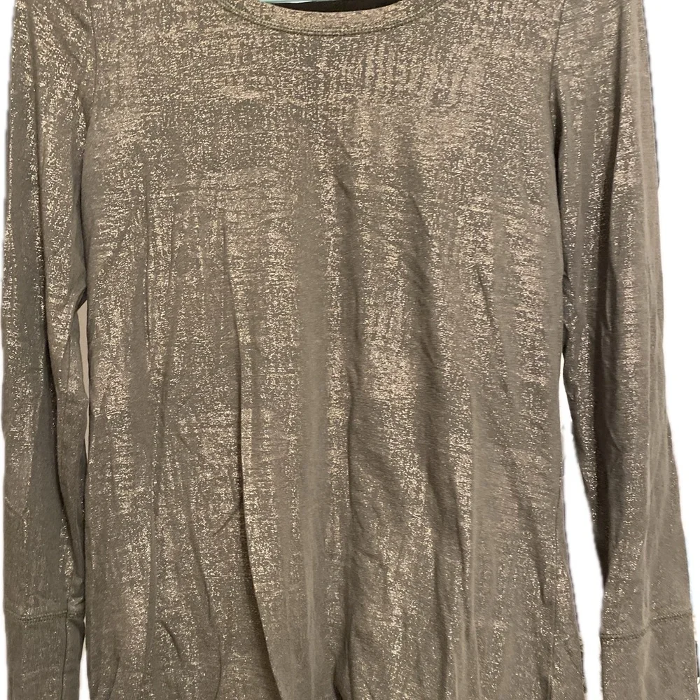 a.n.a Metallic Olive Green Long Sleeve Blouse - Picture 2 of 6